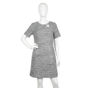 Club Monaco NWT Short Sleeve Dress Grey Mix Tweed A-Line Shift Work Office L/G